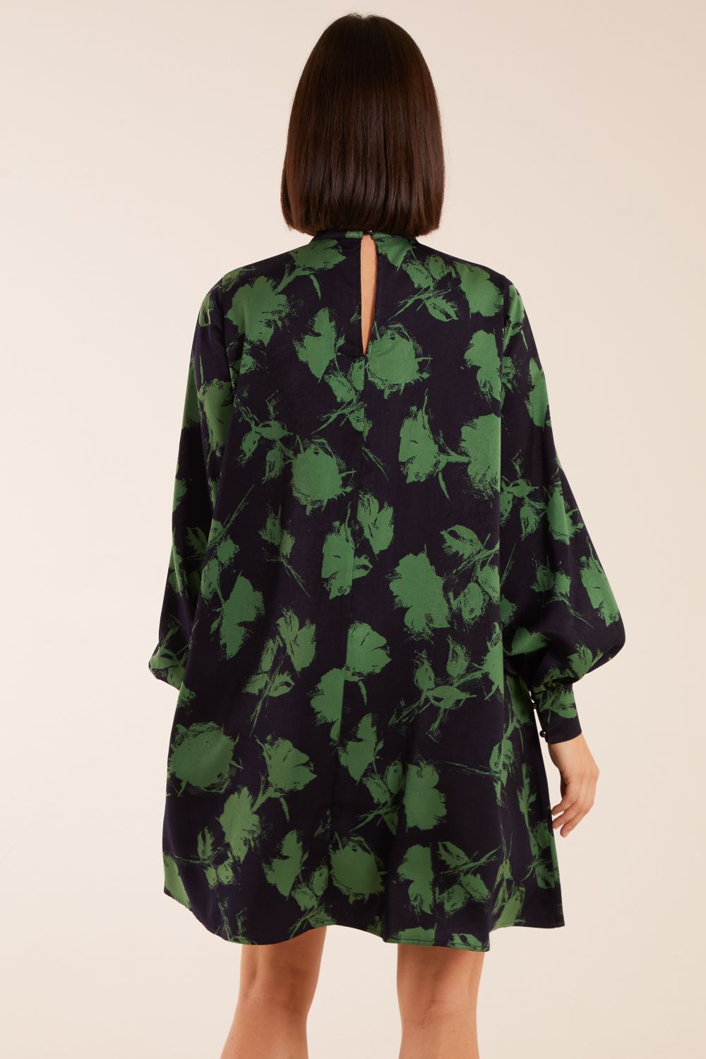 Blue Vanilla Abstract High Neck Keyhole Shift Dress