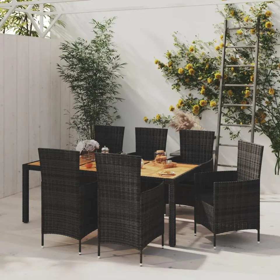 vidaXL - Tuinset - Zwart - Poly rattan - 190 cm tafellengte
