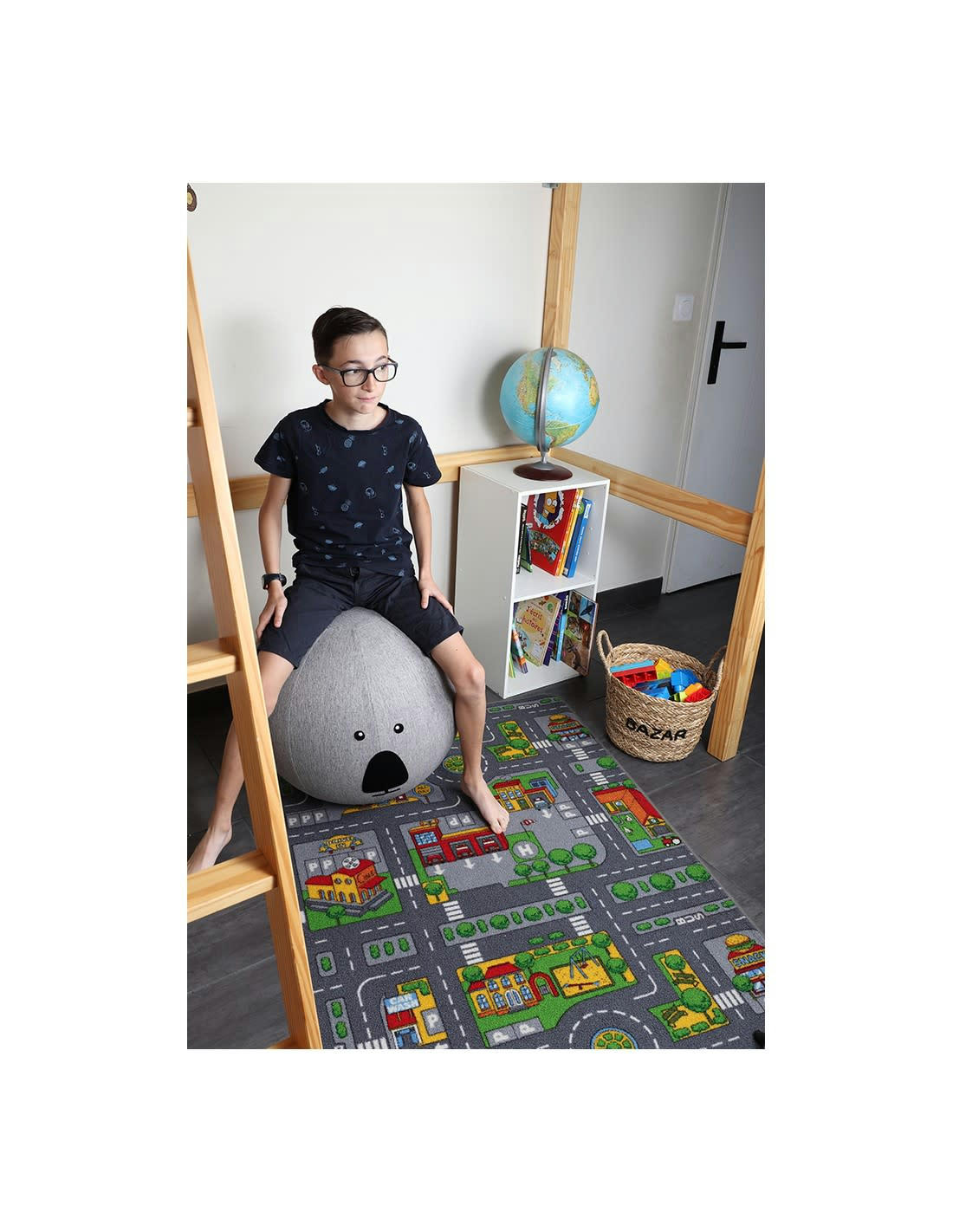 JUMBO CELESTE - Balle d'assise gonflable 55cm enveloppe tissu animal koala