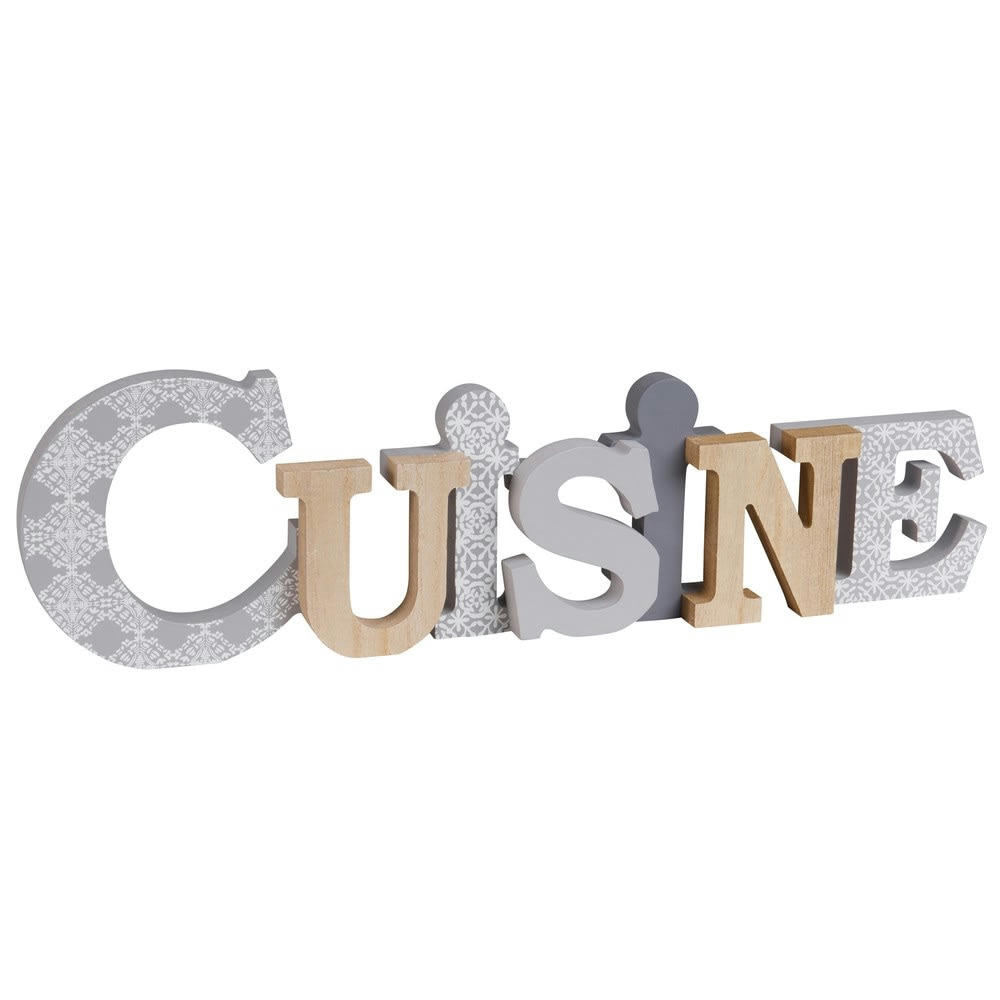 CUISINE - Mot déco murale à motifs 44x13