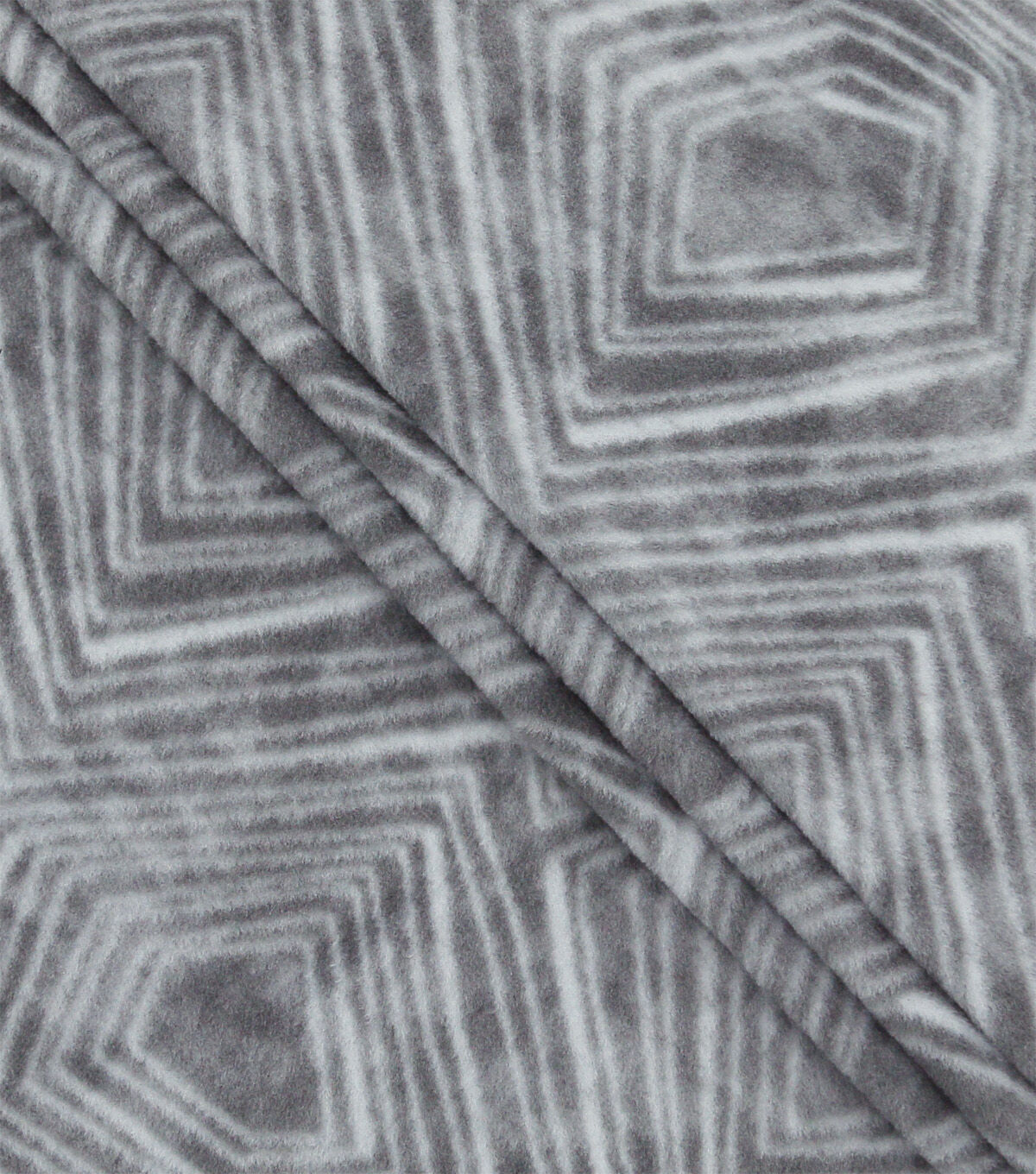Gray Geometric Textured Anti Pill Plush Fleece Fabric