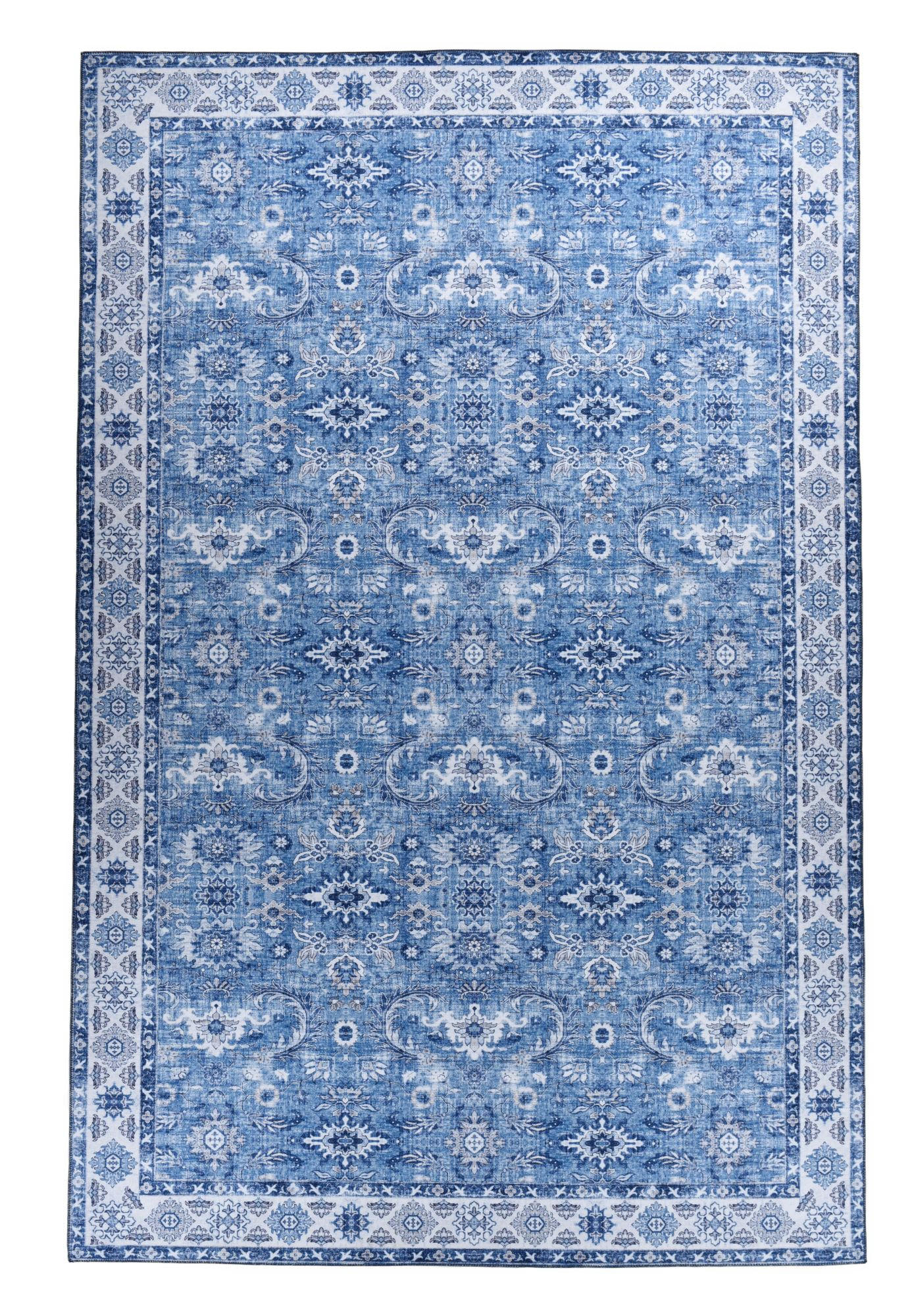 CECILIA - Tapis classique imprimé en polyester - Bleu 140x200 cm