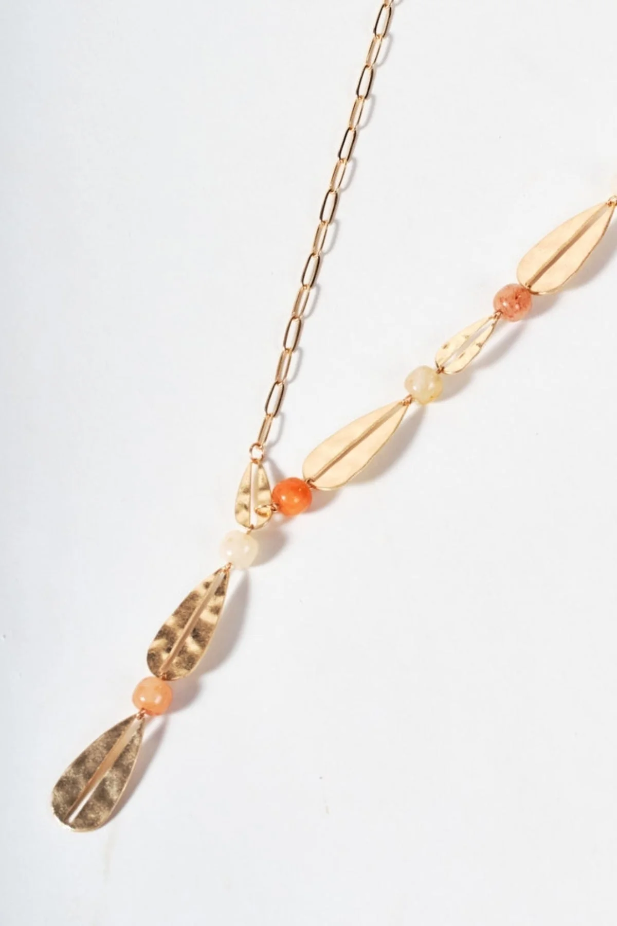 Orange Multi Bead Long Necklace
