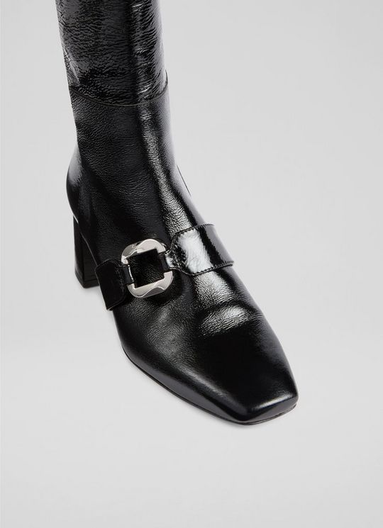 Gigi Black Patent Knee Boots