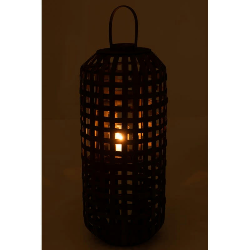 BOIS - Lanterne cylindrique bois marron foncé H95,5cm