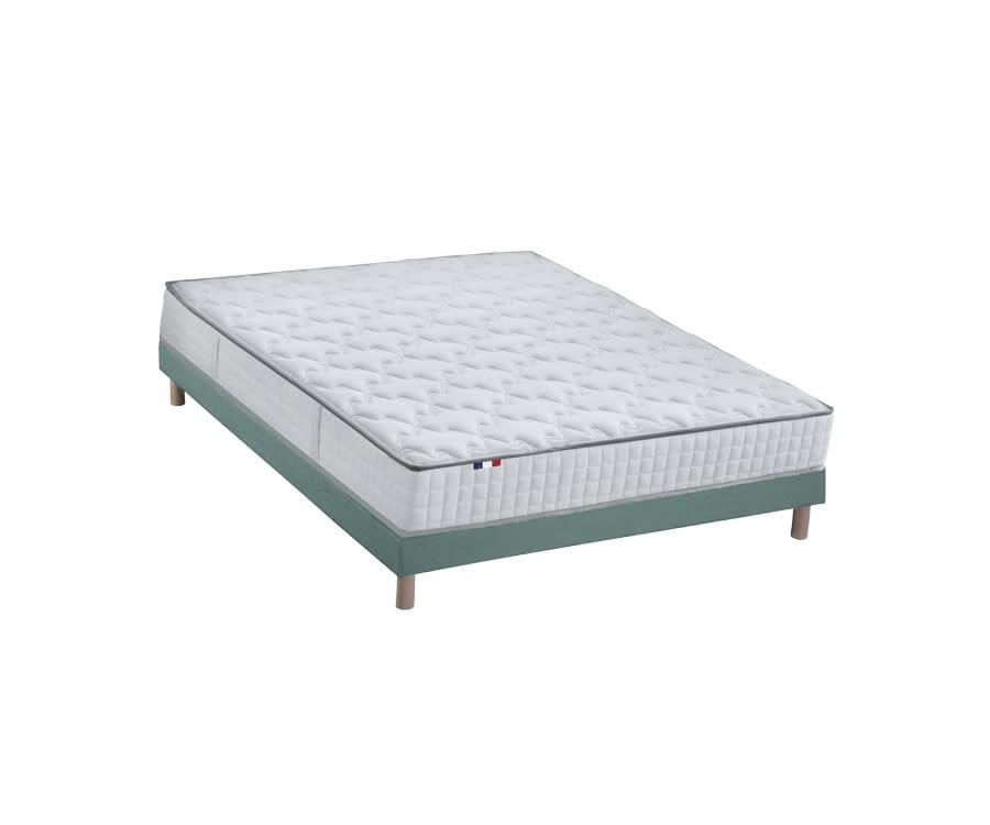 ENSEMBLE ODYSSEE - Ensemble matelas ressorts mémoire forme sommier vert 140x190