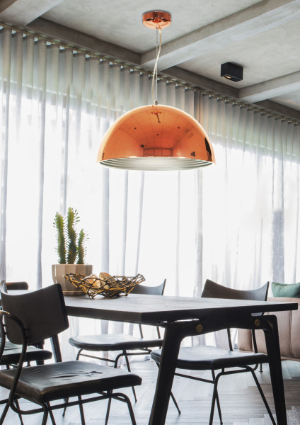 Lampa wisząca miedziano-biała AMALFI 1xE27x60W wym: 200x40x40 cm Candellux