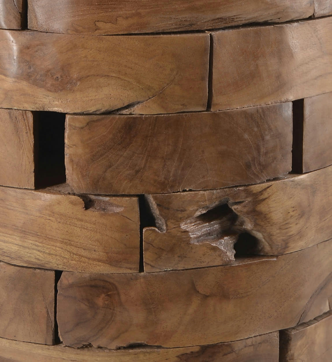 TEAK - Tabouret teck rondins horizontaux marron