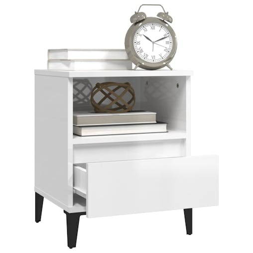 NNEVL Bedside Cabinets 2 pcs High Gloss White 40x35x50 cm