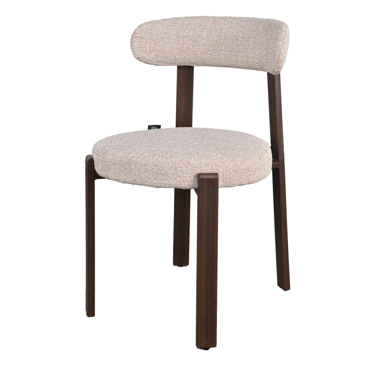 DÉJA Living Eetkamerstoel Lagan - Beige/Walnoot Stof - Set van 2