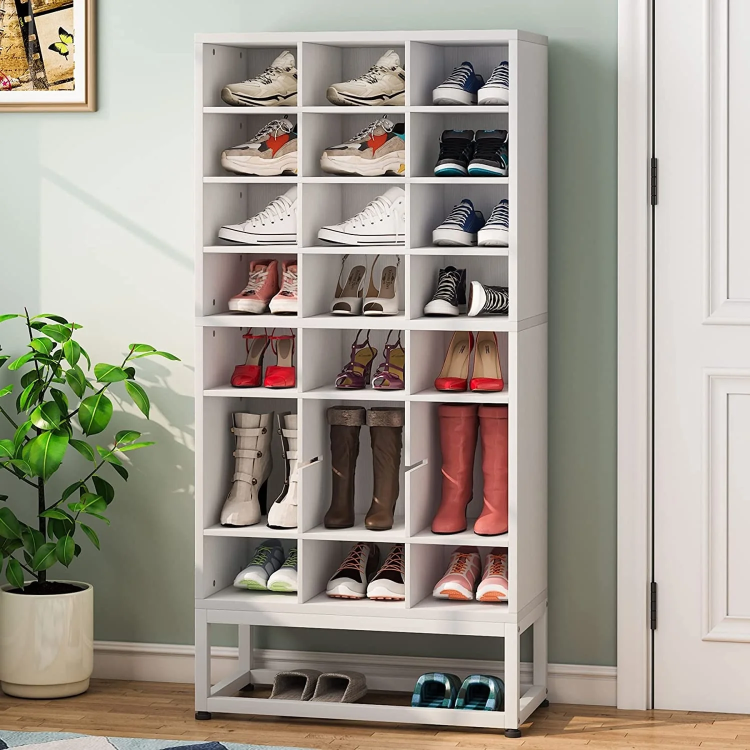 8-tier Shoe Storage Cabinet Organizer Rack with 24 Cubbies