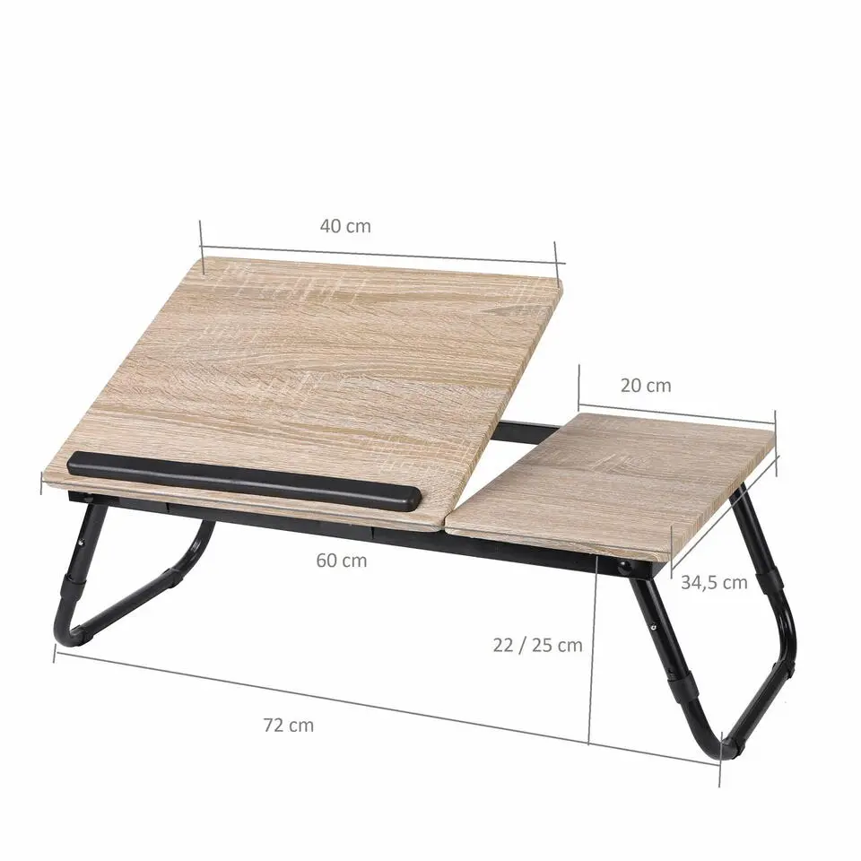 Unique Living Laptoptafel / bedtafel - hout - metaal - 58 x 38 x 25 cm