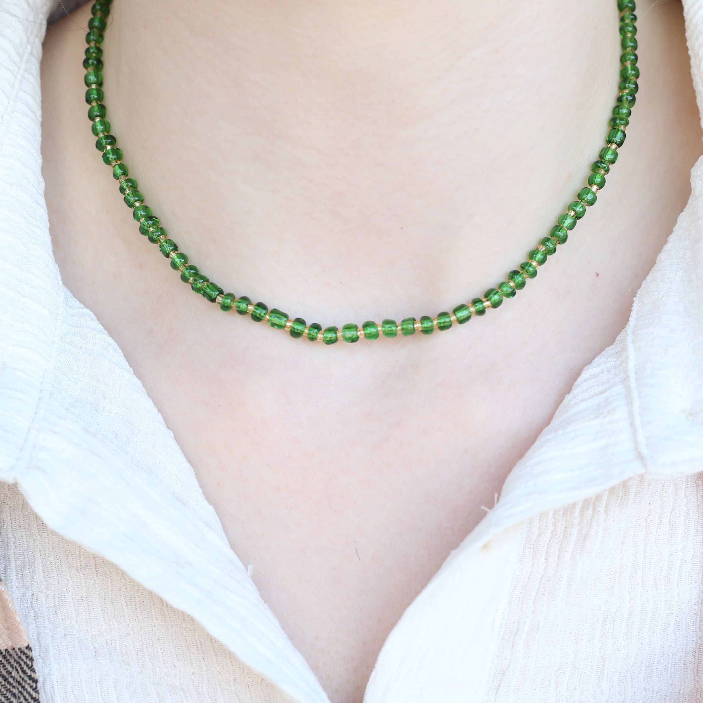 The Colourful Aura Green Crystal Quartz Tassel Mala Necklace