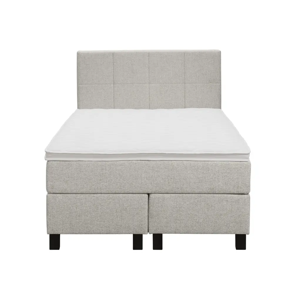 Boxspring Liv geblokt - ecru - 120x200 cm - vierkante poot