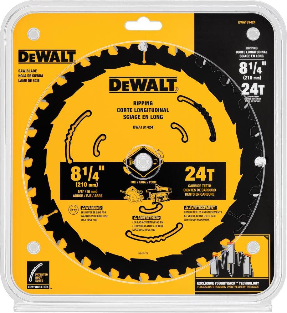 DEWALT DWA181424 8-1/4-in 24T Carbide Tipped Circular Saw Blade for Wood