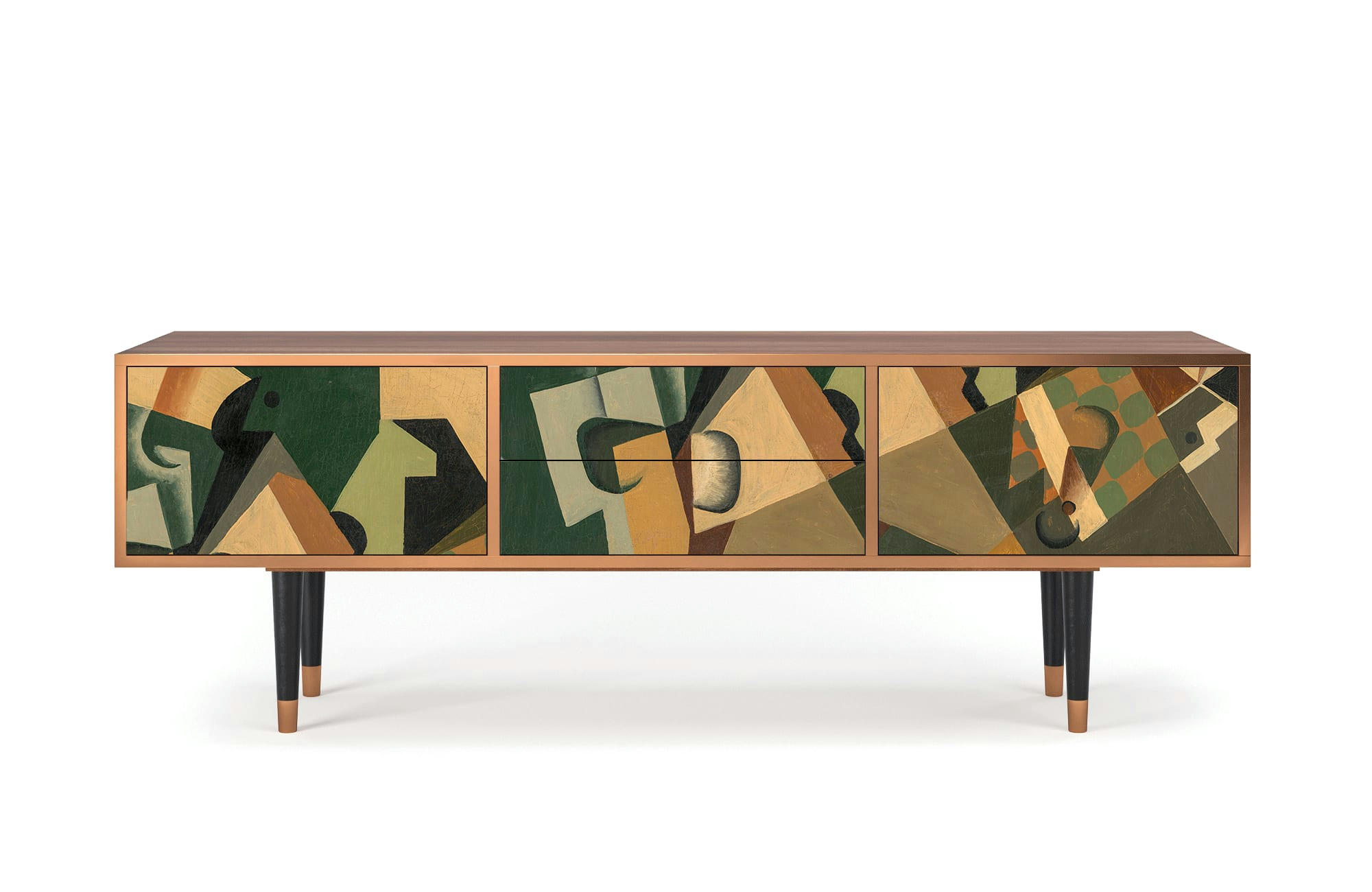 GLASS AND CHECKERBOARD BY JUAN GRIS - Meuble TV  multicolore 2 tiroirs et 2 portes L 170 cm