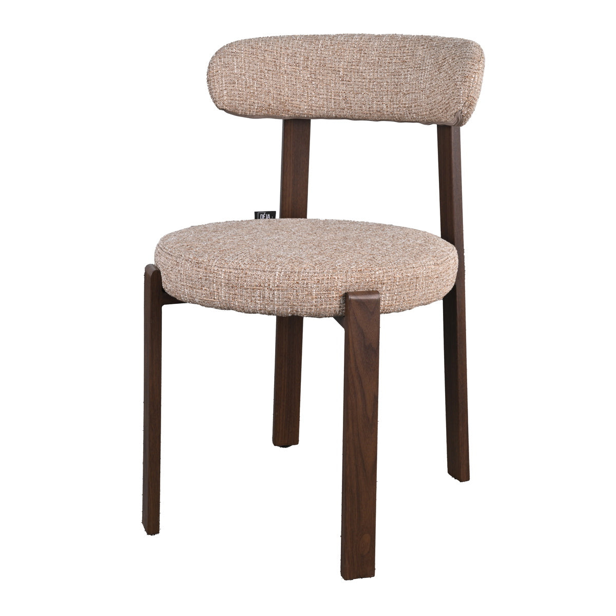 DÉJA Living Eetkamerstoel Lagan - Taupe/Walnoot Stof - Set van 2