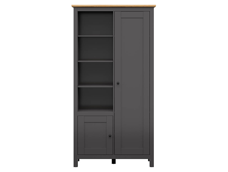 Regał Hesen 106 cm z 2 drzwiami i 4 półkami grafitowy