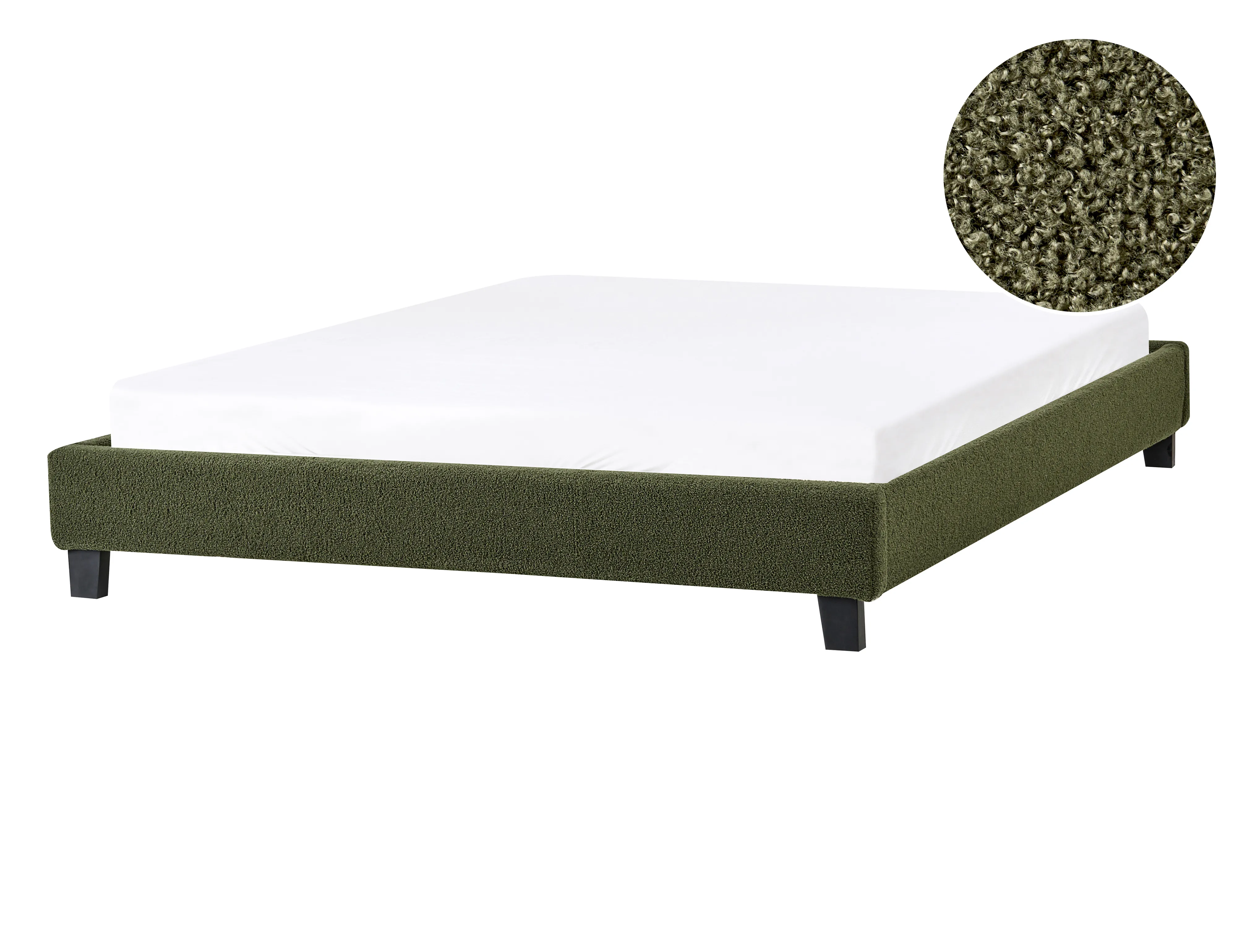 Bed without Headboard Boucle ROANNE 140 x 200 cm (EU Double) Dark Green