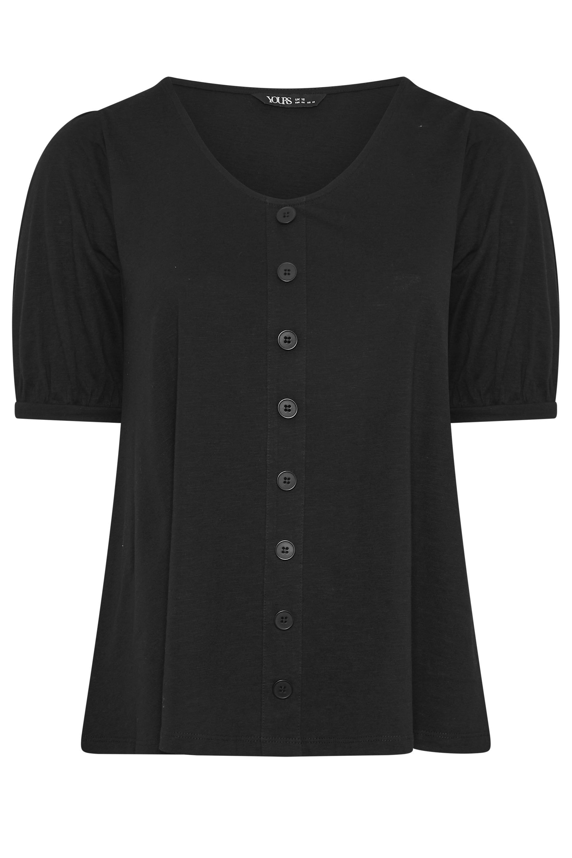 Yours Button Front Puff Sleeve Top