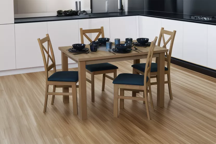Zestaw stół 150/190x80 rozkładany z 4 M015-4 Dąb Artisan