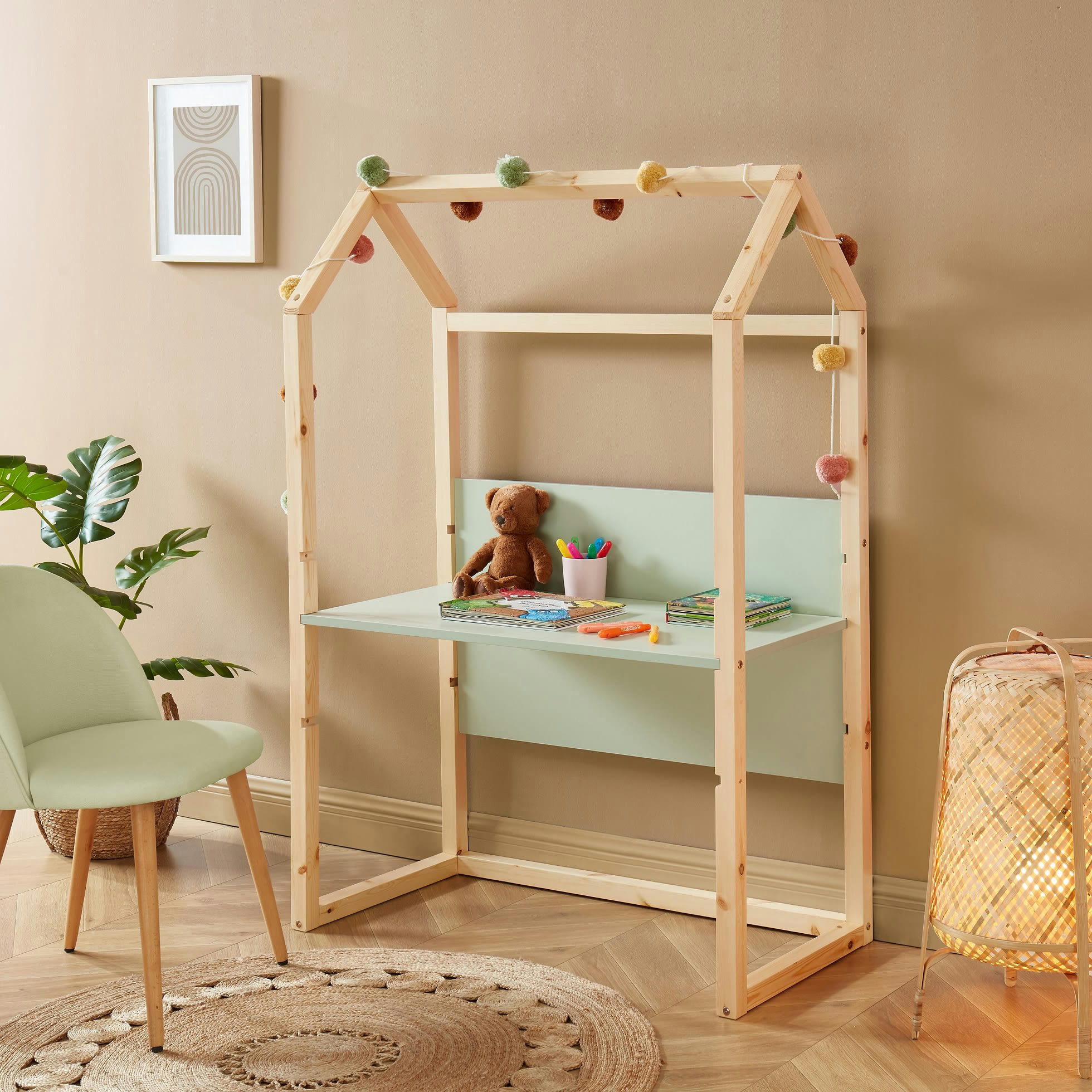 TINY - Bureau enfant cabane   vert  évolutif