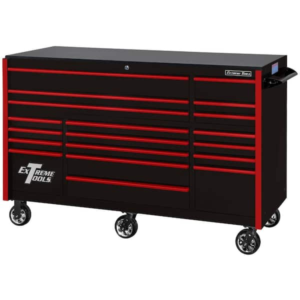 Extreme Tools RX723019RCBKRD-250 Professional 19 Drawer Black Triple Bank Roller Cabinet, 72 W