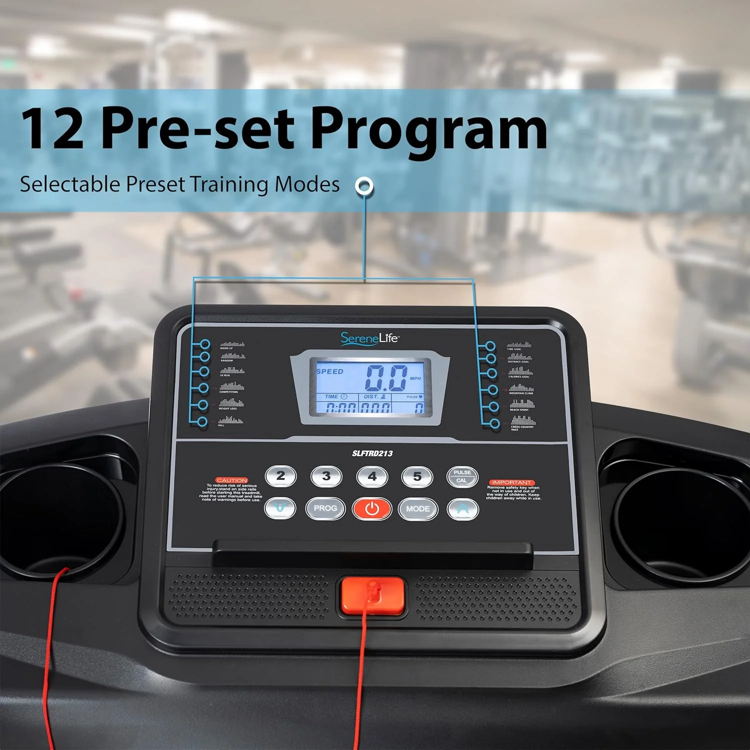 SereneLife Folding Treadmill - Foldable Home Fitness Equipment with LCD for Walking  Running - Cardio Exercise Machine - Preset and Adjustable Programs - Bluetooth Connectivity(SL213 - 6.5 MPH)