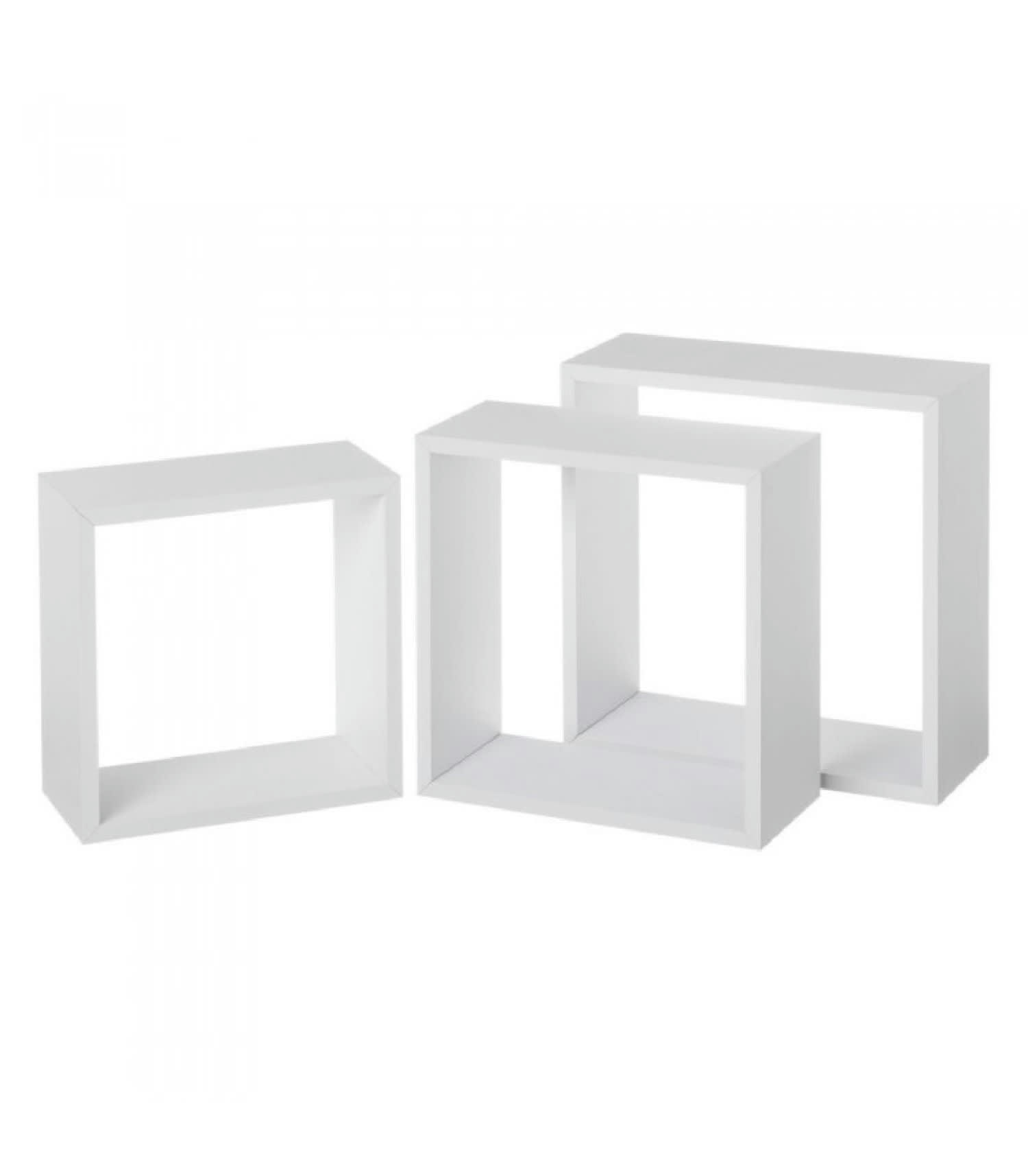 - Set de 3 étagères murales en bois MDF blanc 30x30x12cm