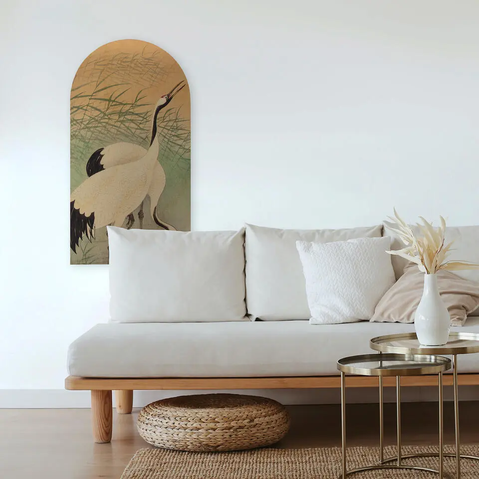 Art for the Home Canvas Boogvormig Kraanvogels in de Ochtend 100x54cm