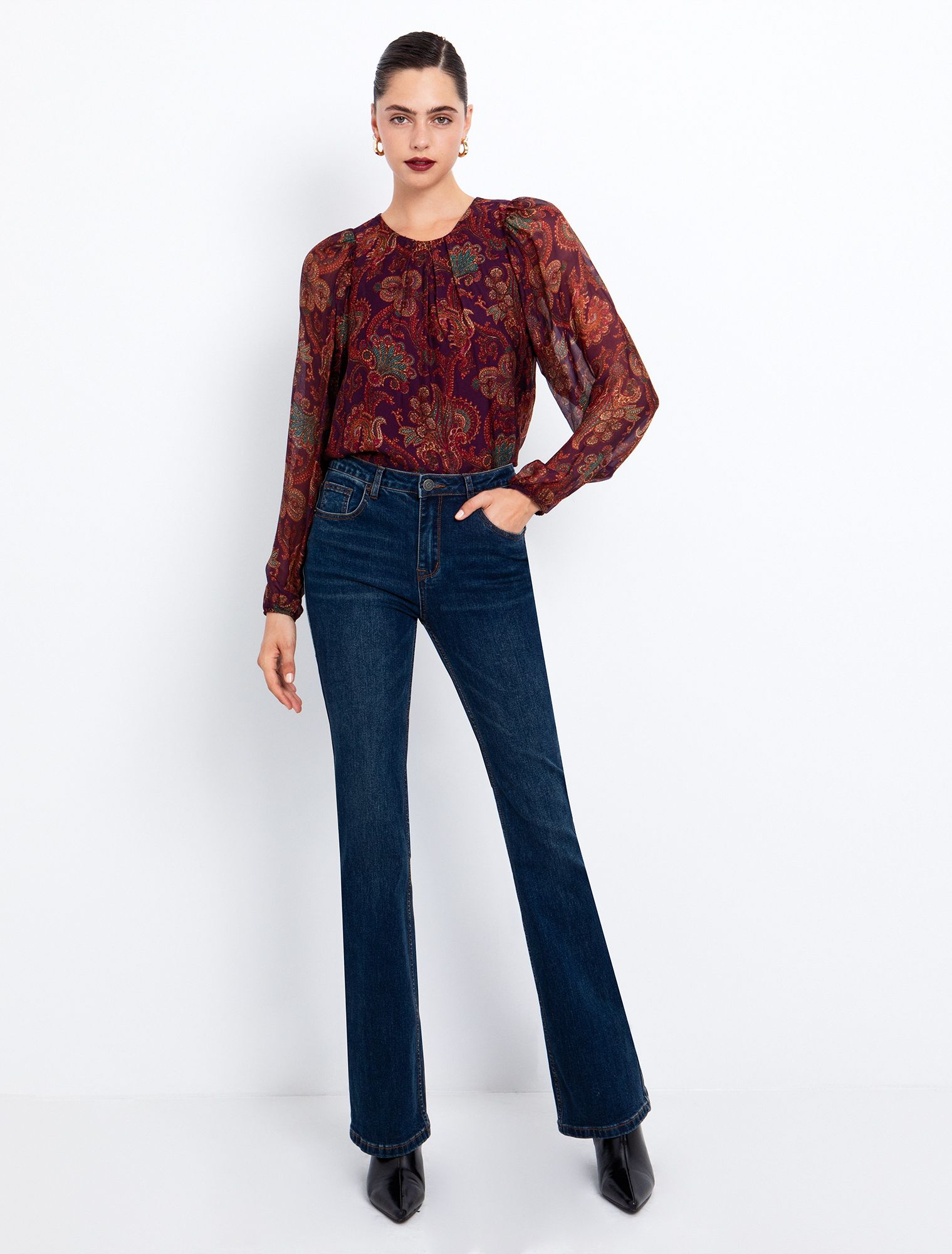 Εμπριμέ μπλούζα viscose-μετάξι