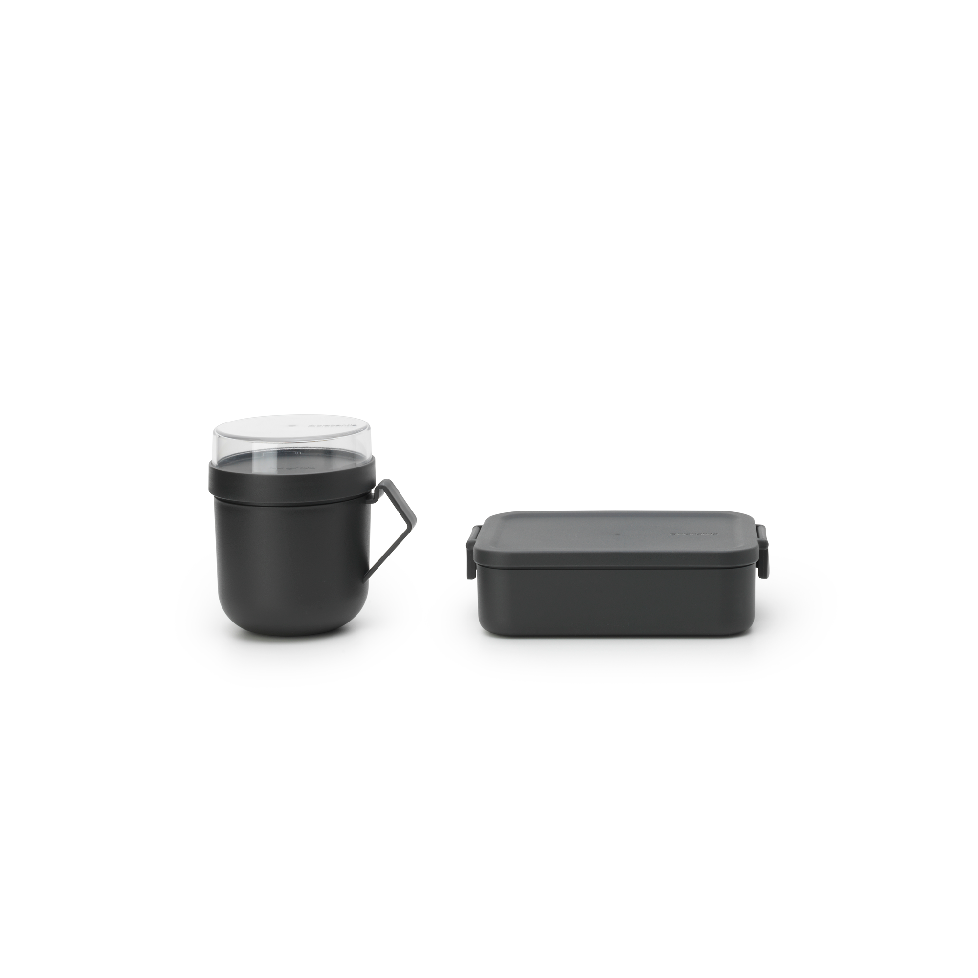 Brabantia Make & Take Lunchset, 2-delig, kunststof (Soepbeker 0,6 liter, Lunchbox Medium) - Dark Grey