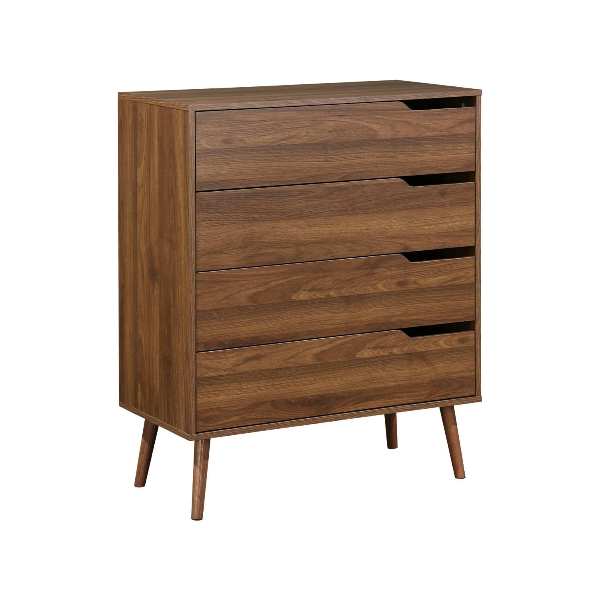 NEPAL - Commode décor bois de noyer, 4 tiroirs