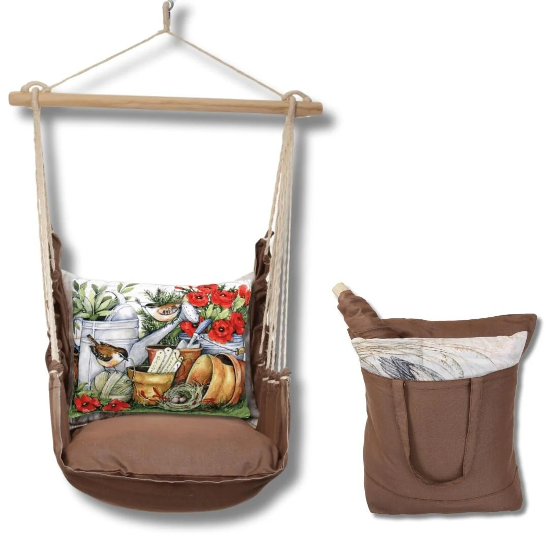 Magnolia Casual Swing Set 4 piece - Chocolate Solid w/ Watering Can & Flower Pots