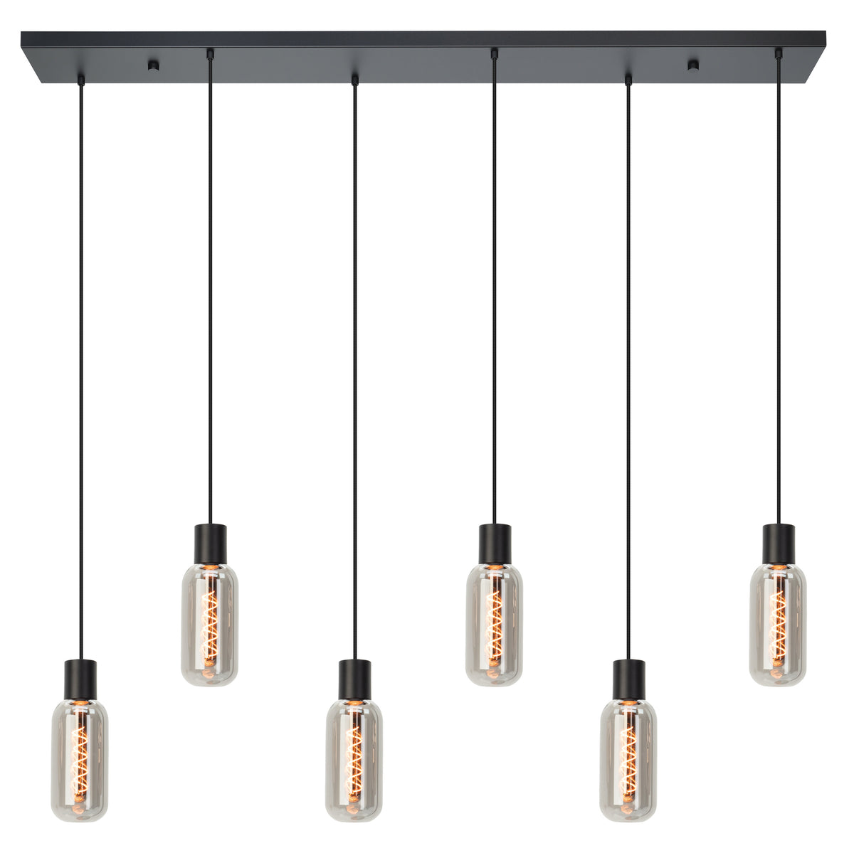 EGLO hanglamp Majone - e27 - smoke glas - 138 cm - zwart