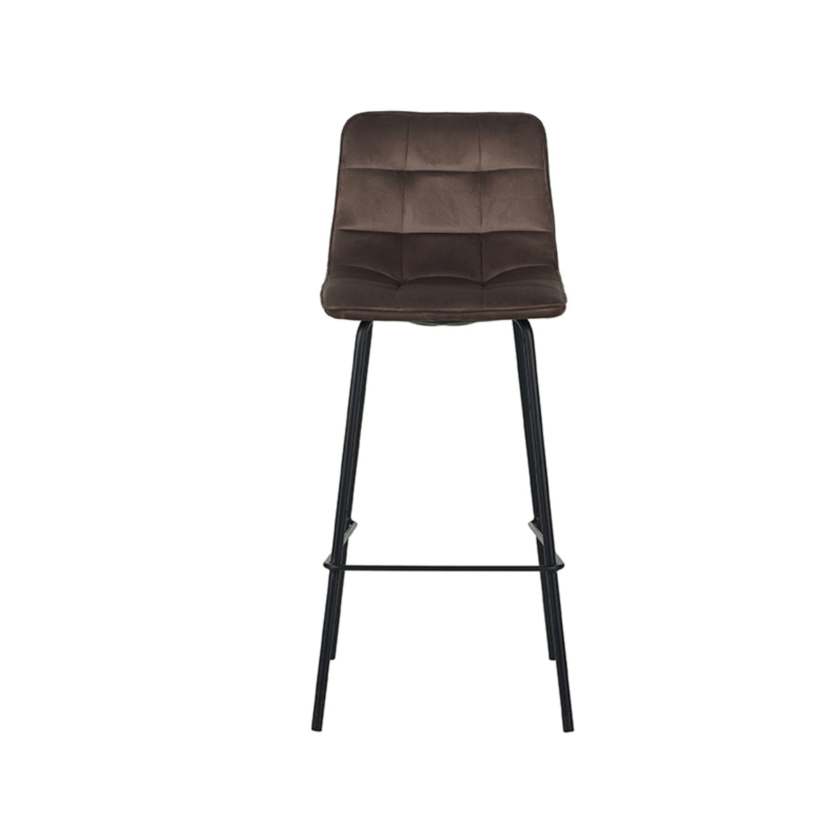 LABEL51 Barkruk Bistro - Taupe Velvet - Zithoogte 78cm - Set van 2