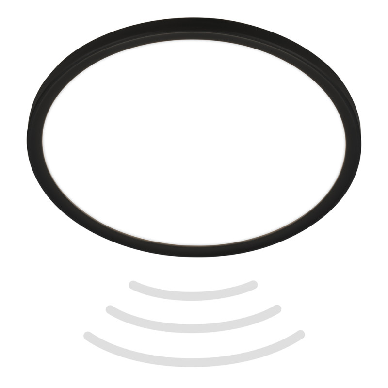 Plafonnier LED noir avec détecteur de mouvement IP44 blanc neutre 2400 lm 18 W BRILONER