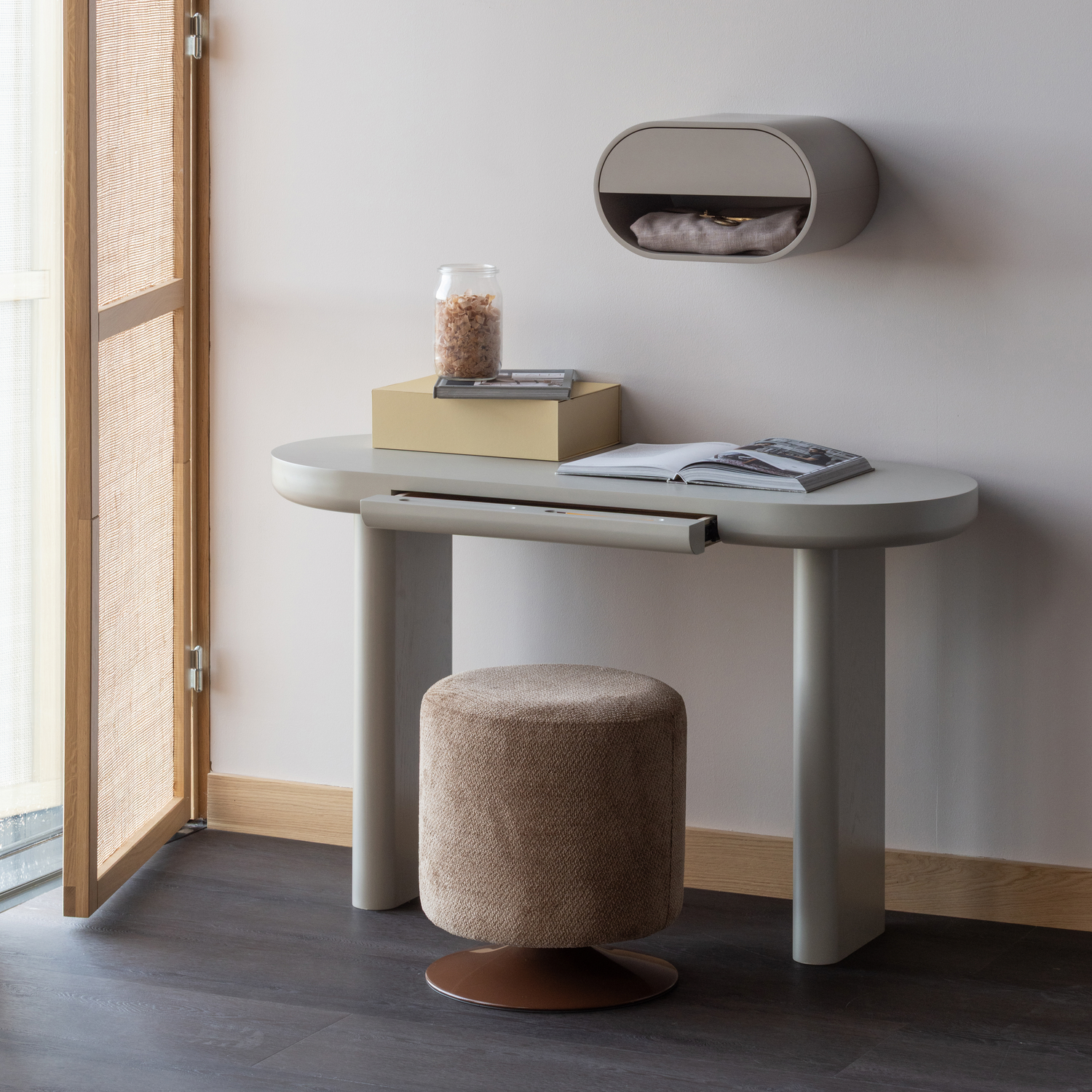 WOOOD Momo Nachtkastje Hangend - Hout - Zand - 24x36x28