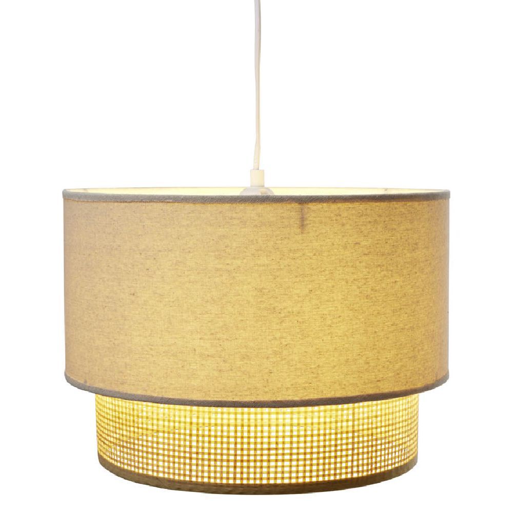 Suspension ronde 2 niveaux bambou blanc Ø35xH115cm
