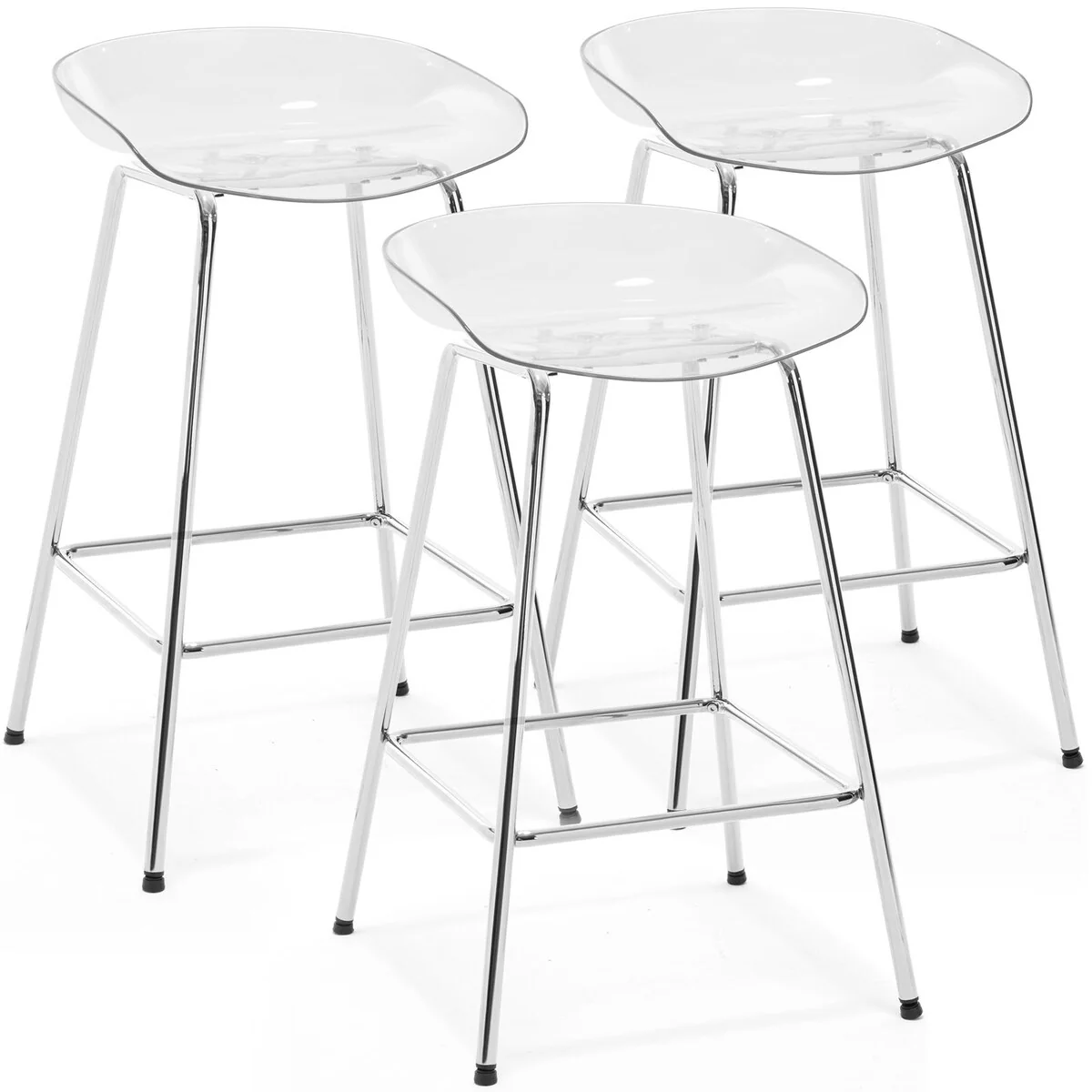 26 PC Clear Counter Stool, Bar Stools with Metal Legs - 29.9H x 18.5W x 18.1D