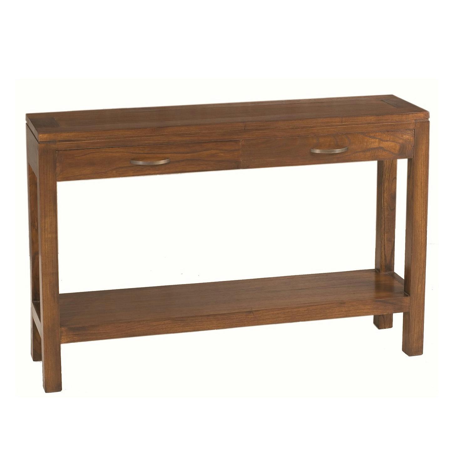 Console exotique bois acajou avec tiroirs 120cm LOLA