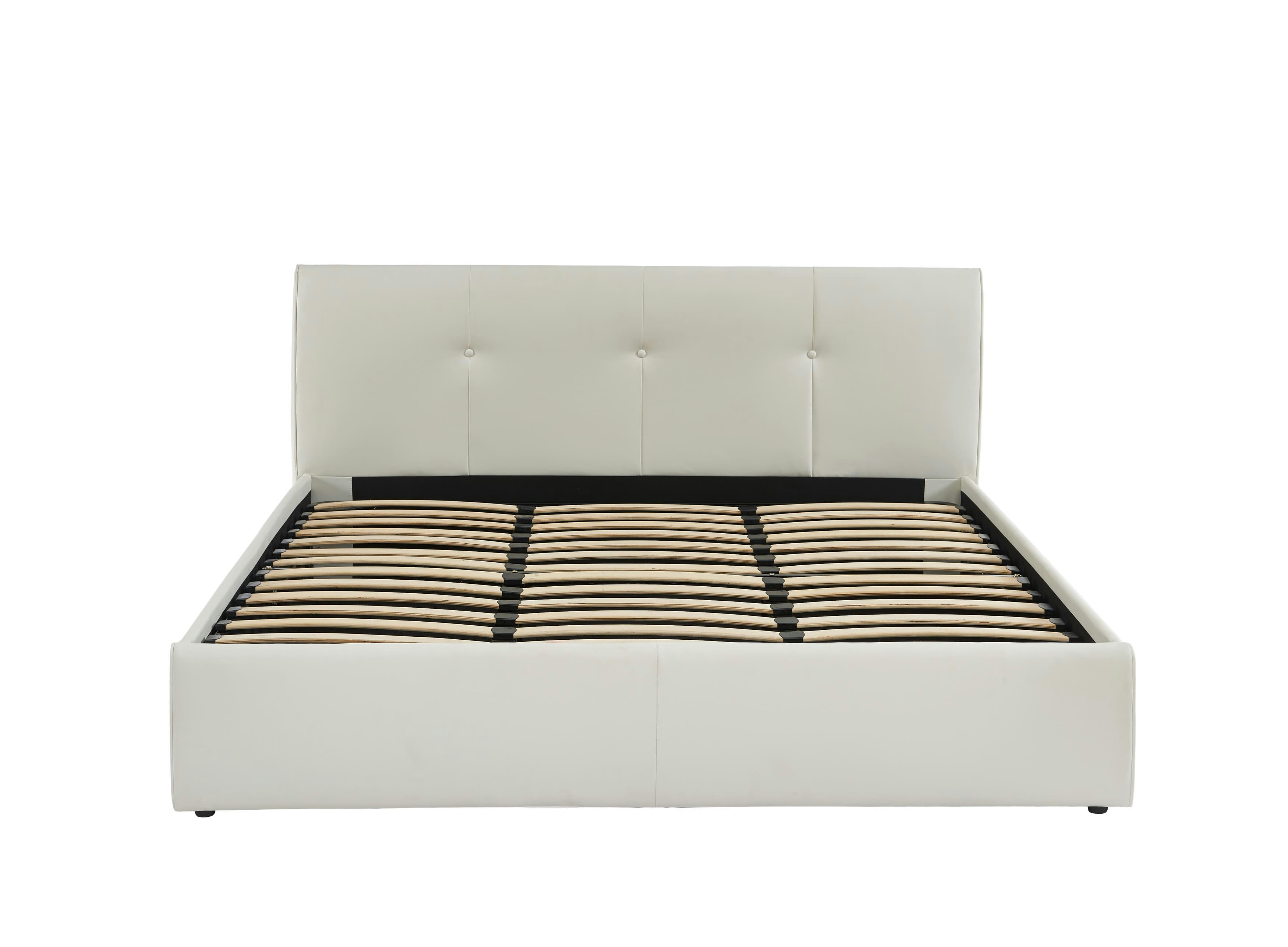 SEGURO - Lit coffre   simili blanc 180x200 sommier inclus