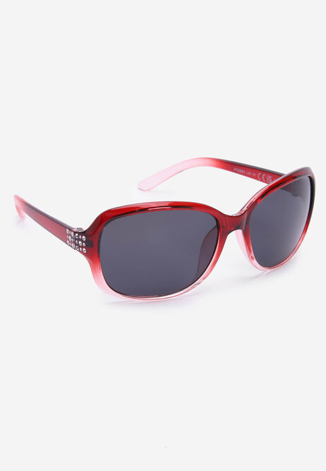 Womens Red Ombre Diamante Sunglasses