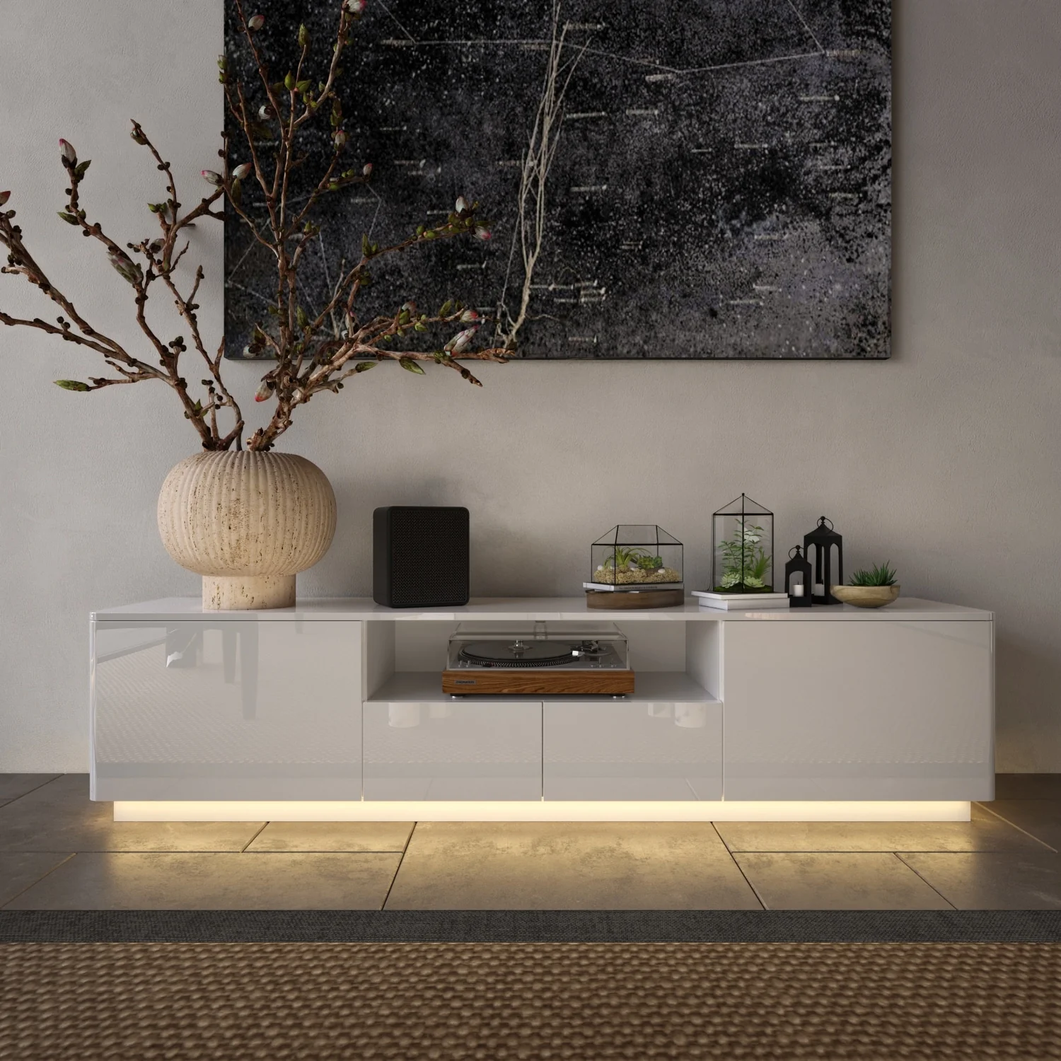 HighGloss LED TV Stand TV Entertainment Center TV Console Media Gaming