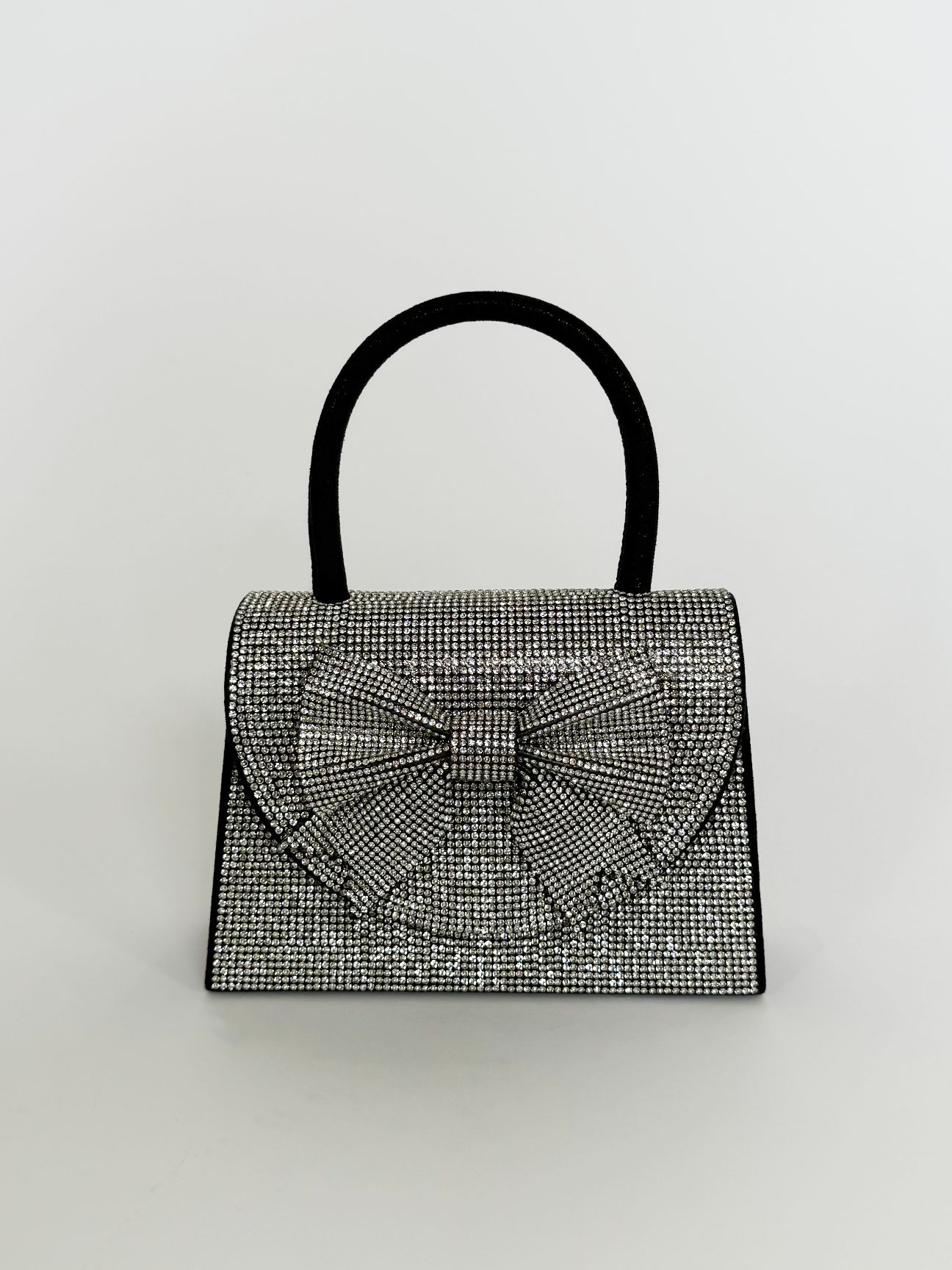 SVNX Black Rhinestone Grab Bag with Bow Detail