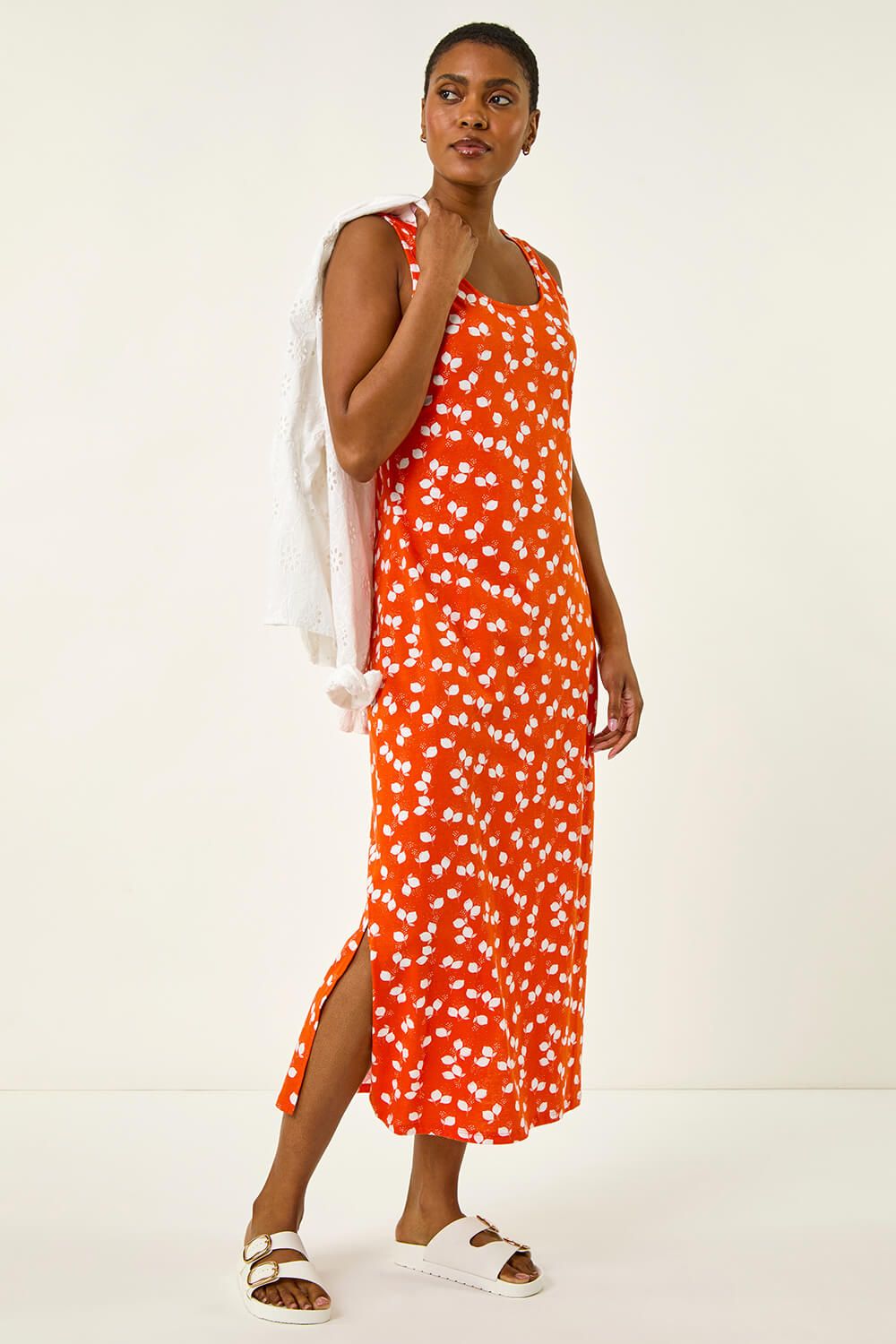 Roman Lemon Print Midi Dress
