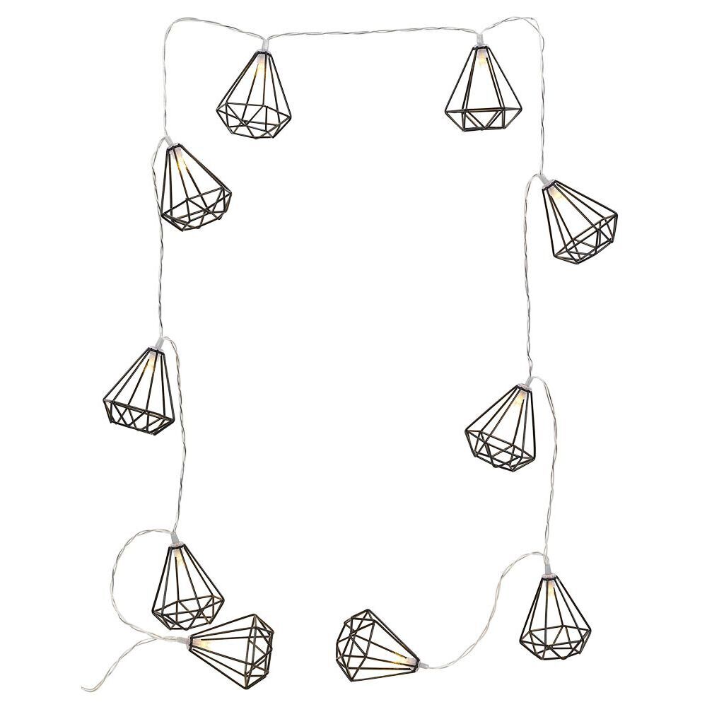 Guirlande lumineuse 10 diamants métal noir 165cm