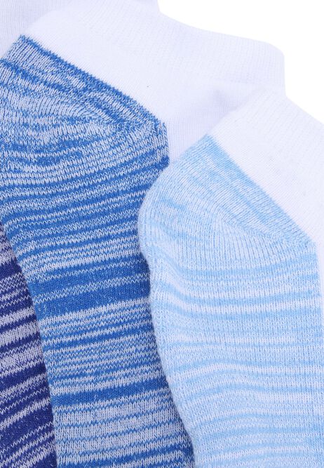 Mens 3pk Blue Stripe Cushioned Sole Trainer Socks