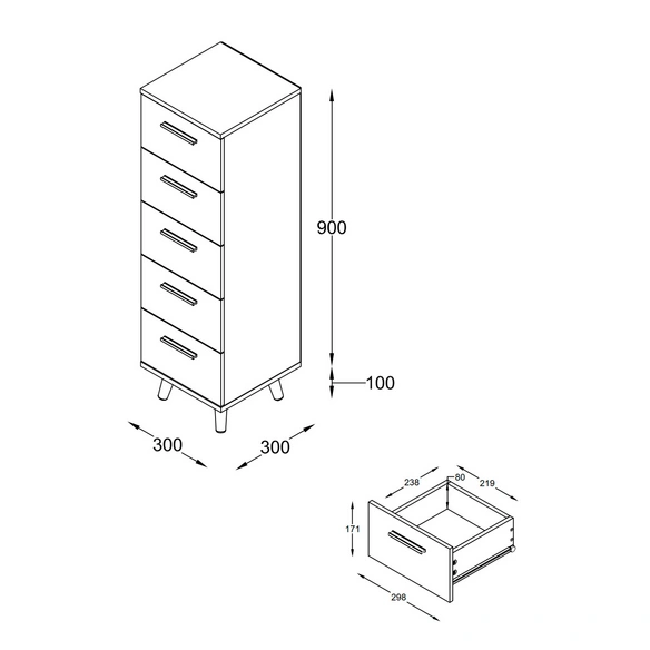 Schubladenschrank »Landos M«, BxHxT: 30 x 100 x 30 cm