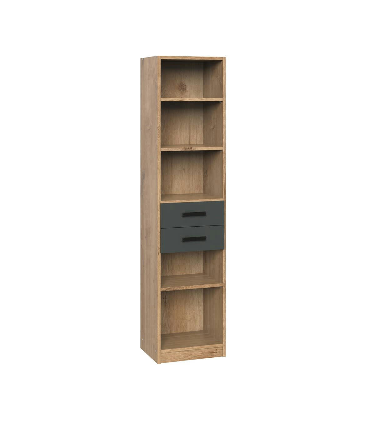 - Bibliothèque 5 étagères et 2 tiroirs - L47 cm